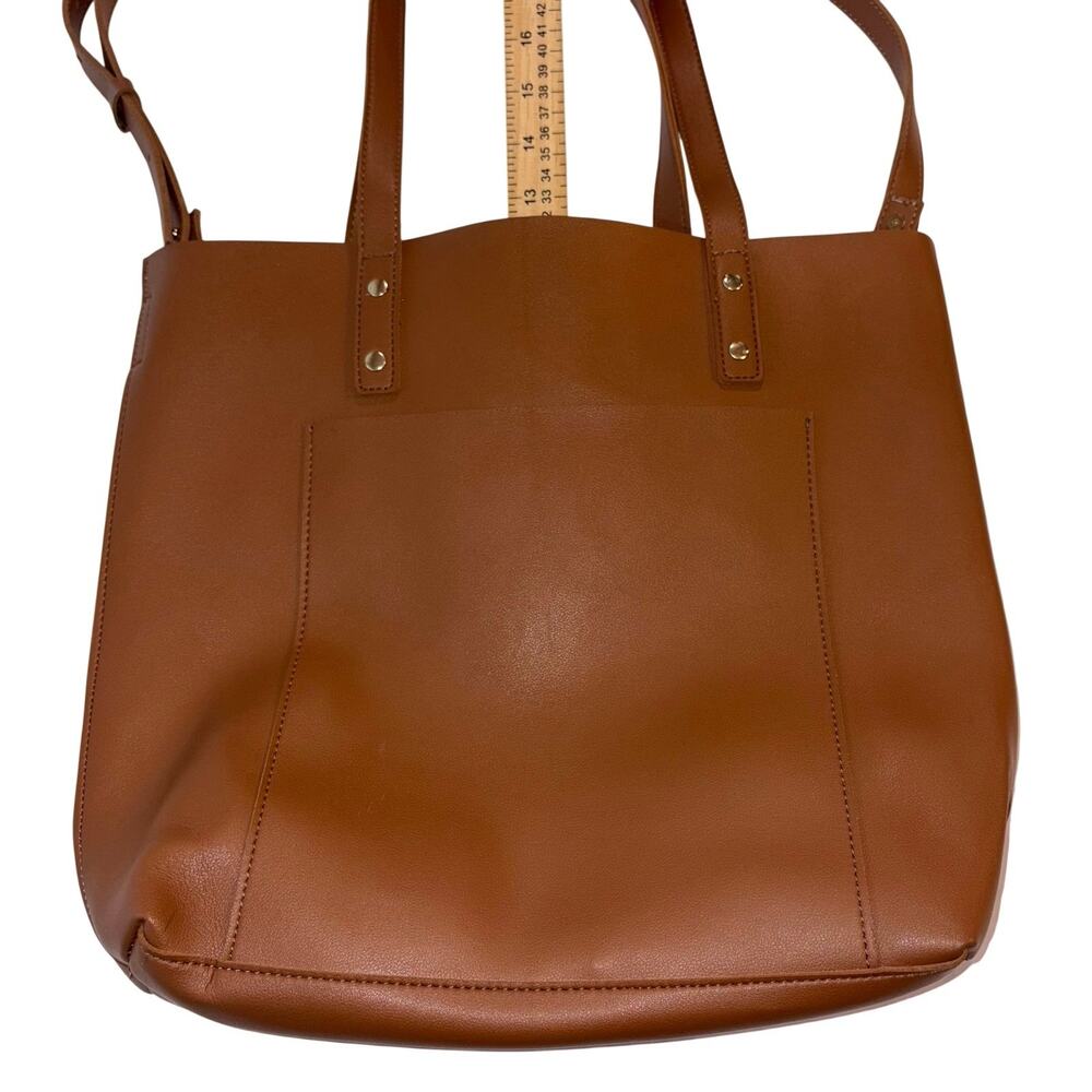 Henny + Lev Vegan Leather 2-in-1 Everyday Tote - Cognac Camel - Picture 6 of 10